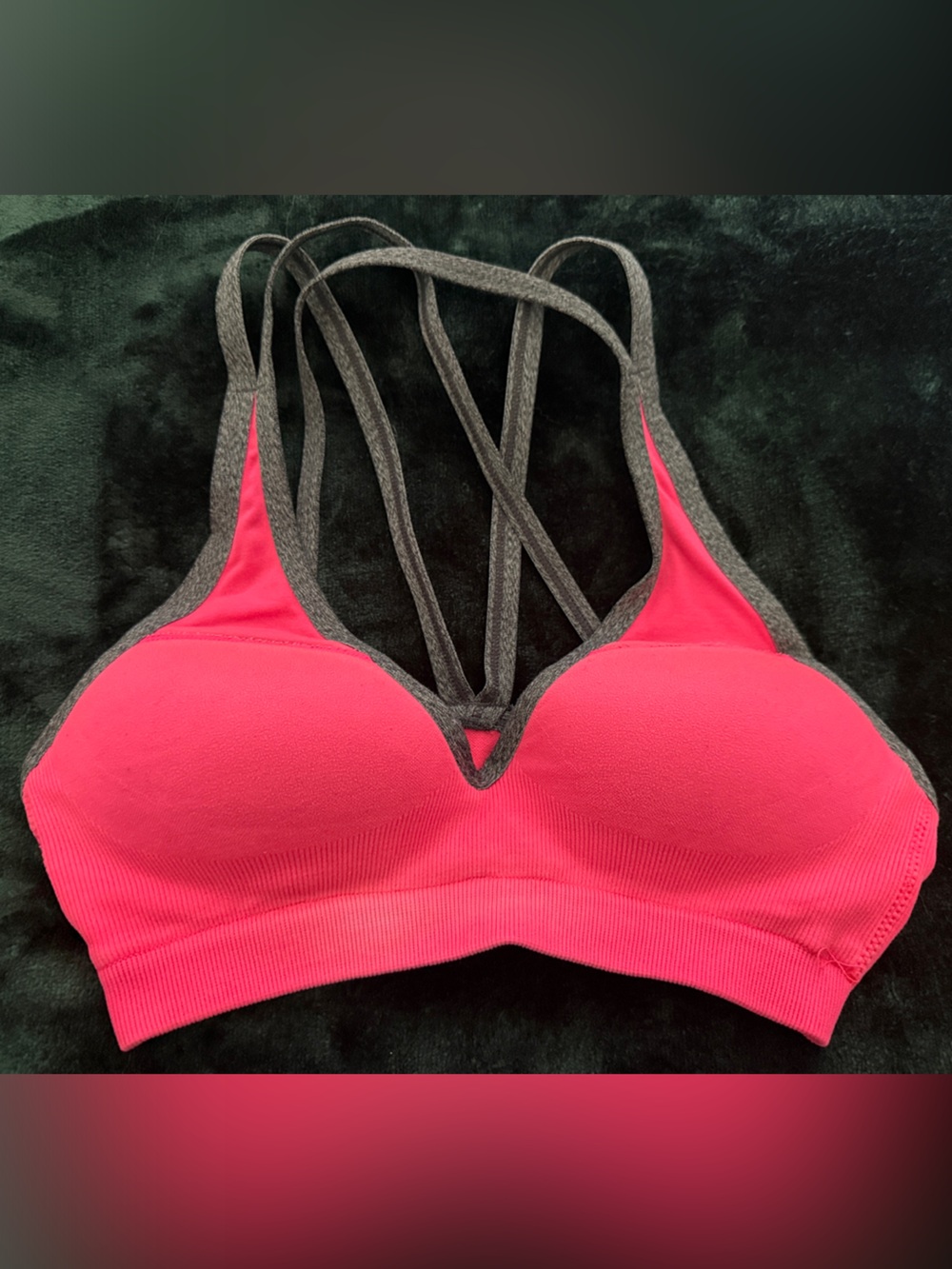 PINK Victoria's Secret Hot Pink Sports Bra with Gray Straps